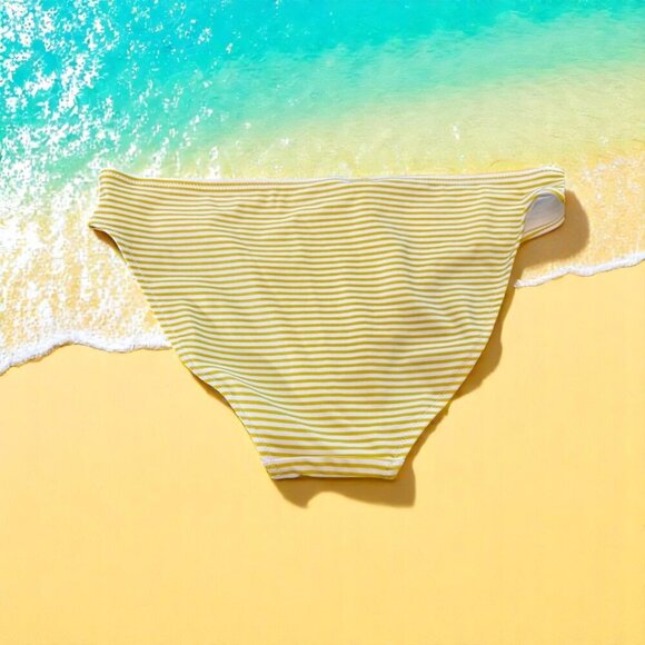 Aerie The Classic Bikini Bottom Striped Yellow and White Size Medium - Picture 3 of 6